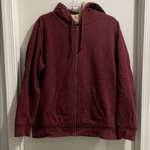 Zip up hooded sweatshirt with warm lining